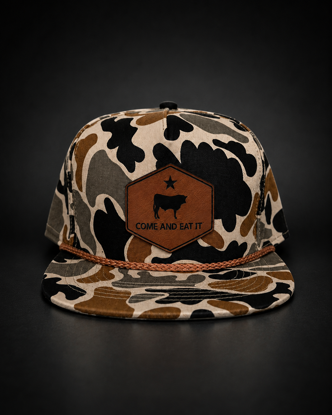 Camo COME AND EAT IT® Hat with Burnt Orange Rope